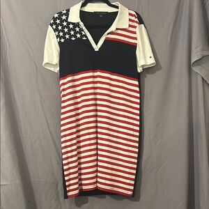 Tommy Hilfiger Red and White Sheath Polo Dress